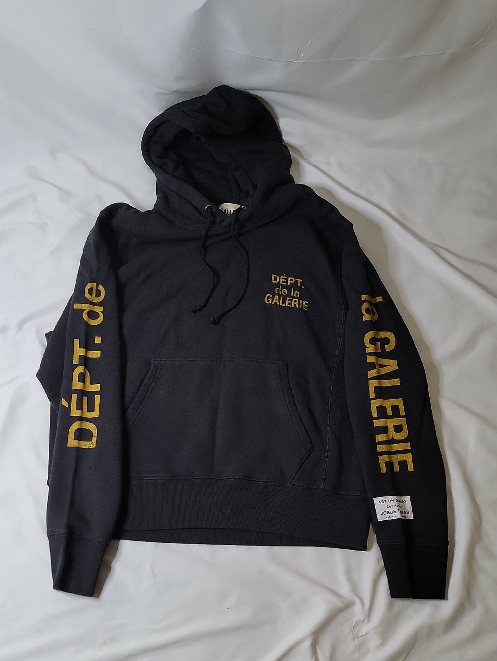 Gallery Dept Black Hoodie with Gold Sleeve and Chest Print